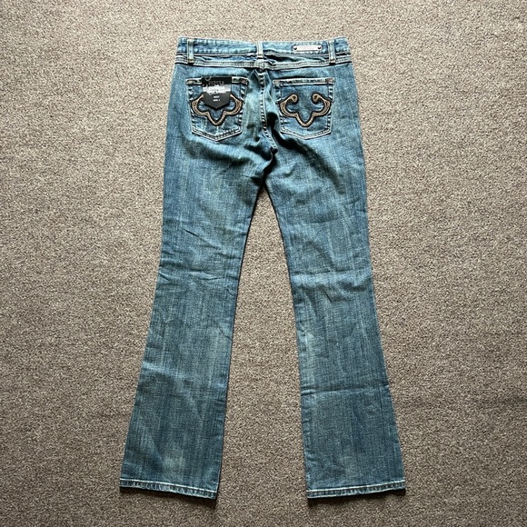 NWT Y2K ReRock for EXPRESS Boot Cut Low Rise Jeans Embroidered Size 4 (31x32.5) - Picture 6 of 16